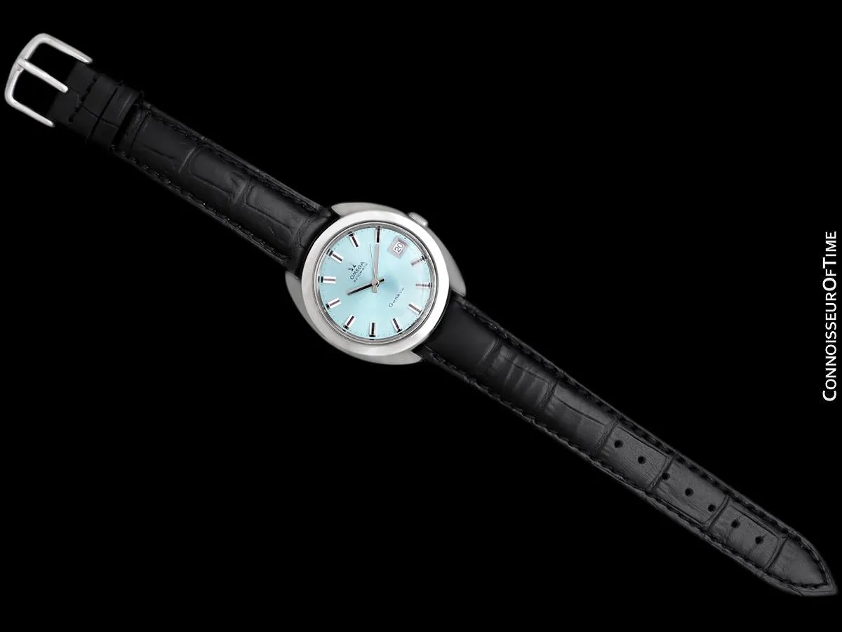 1970 Omega Geneve Vintage Mens Rare Large 37mm Cal. 565 Automatic Watch with Tiffany Blue Dial - Stainless Steel