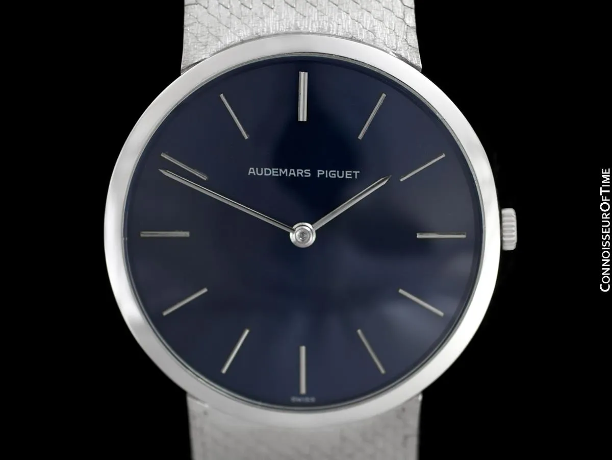 1970's Audemars Piguet Vintage Mens Thin Dress Bracelet Watch - 18K White Gold