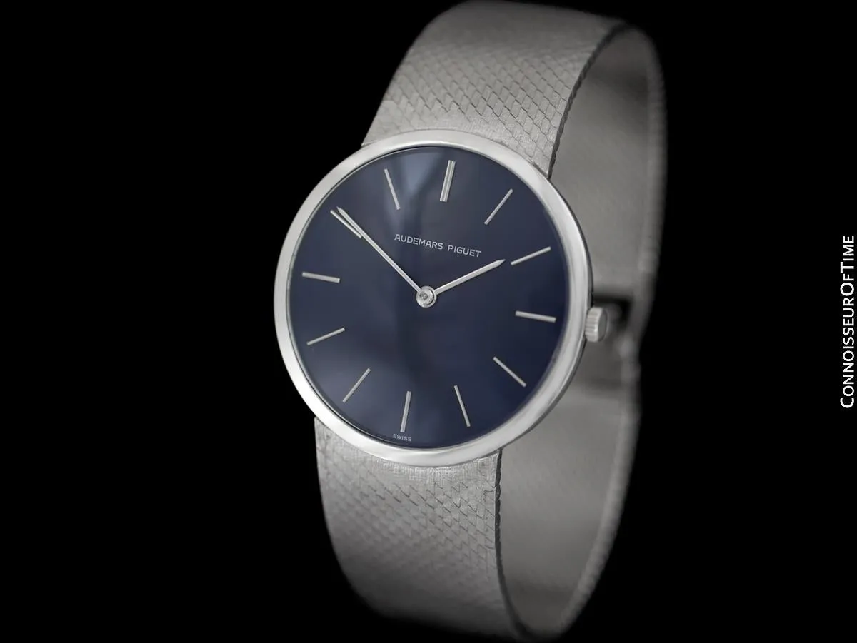 1970's Audemars Piguet Vintage Mens Thin Dress Bracelet Watch - 18K White Gold