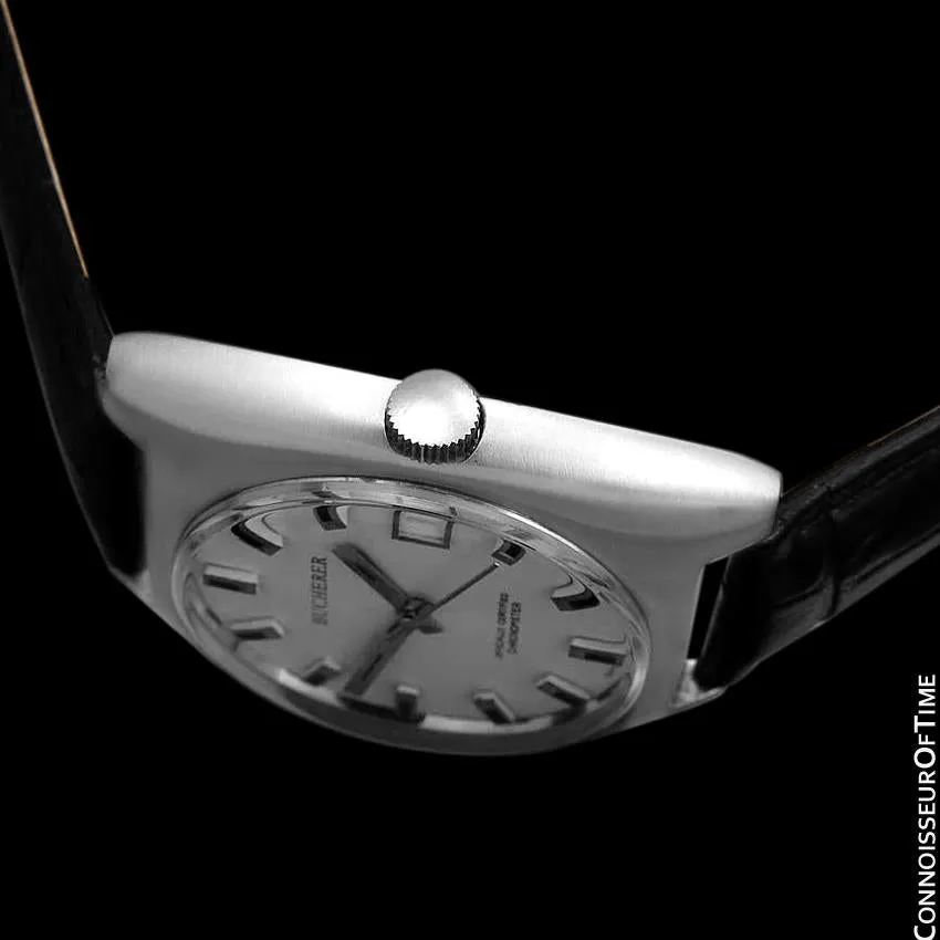 1970's Bucherer (Carl F. Bucherer) Large Vintage Mens Officially Certified Chronometer Watch - Stainless Steel