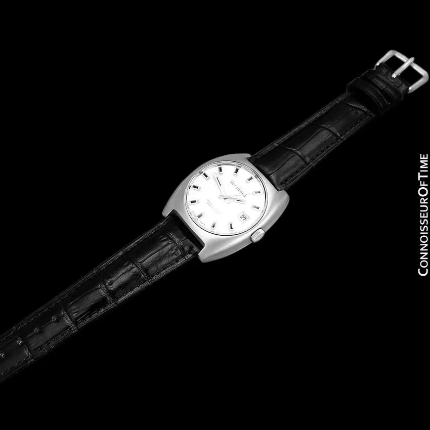 1970's Bucherer (Carl F. Bucherer) Large Vintage Mens Officially Certified Chronometer Watch - Stainless Steel
