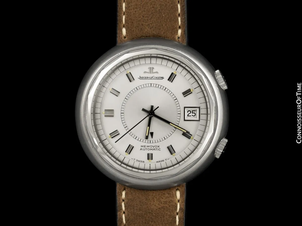 1970's Jaeger-LeCoultre Vintage Mens "Snow Drop" Memovox Alarm Reveil - Stainless Steel