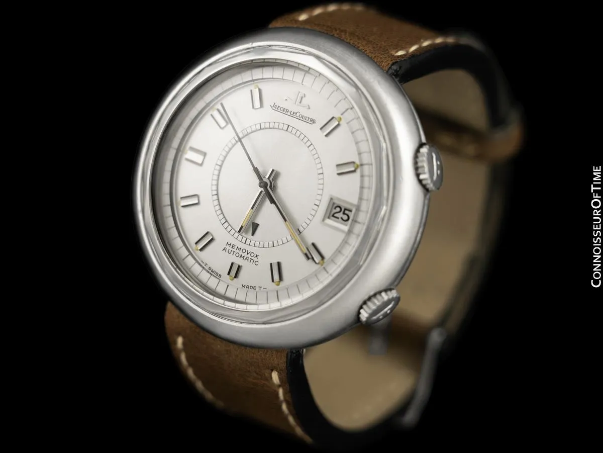1970's Jaeger-LeCoultre Vintage Mens "Snow Drop" Memovox Alarm Reveil - Stainless Steel