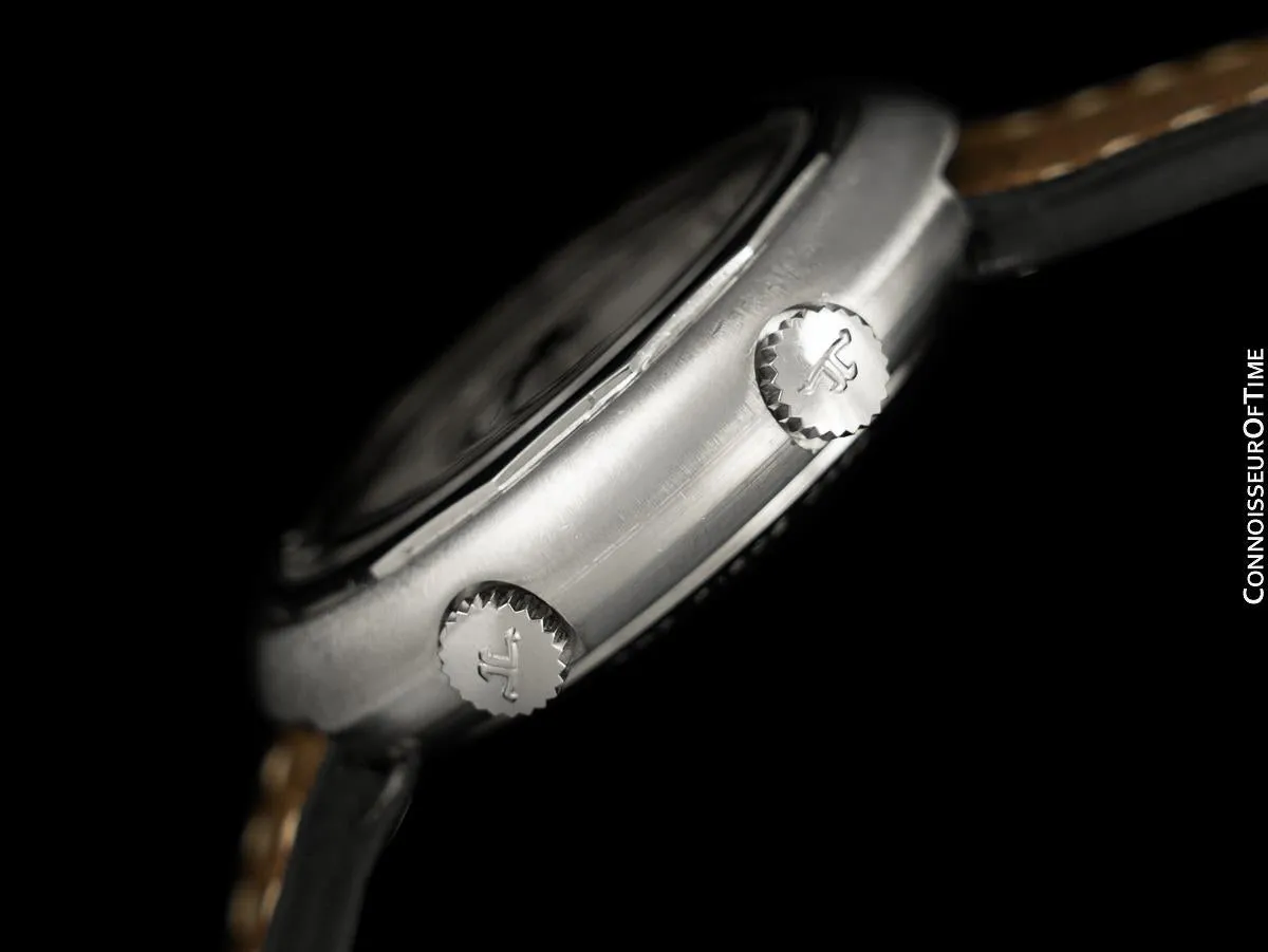 1970's Jaeger-LeCoultre Vintage Mens "Snow Drop" Memovox Alarm Reveil - Stainless Steel