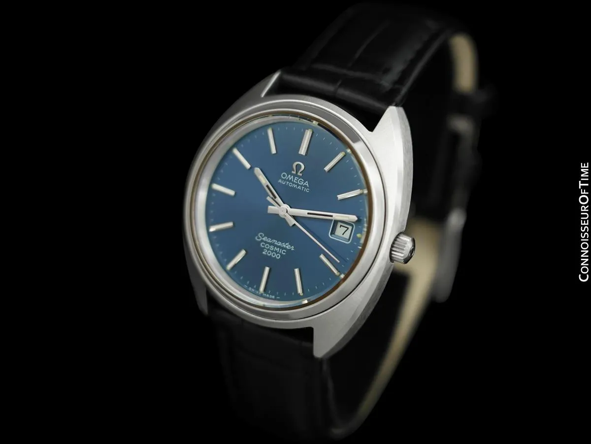 1970's Omega Seamaster Cosmic 2000 Vintage Large Retro Mens Dive Watch, Date - Stainless Steel