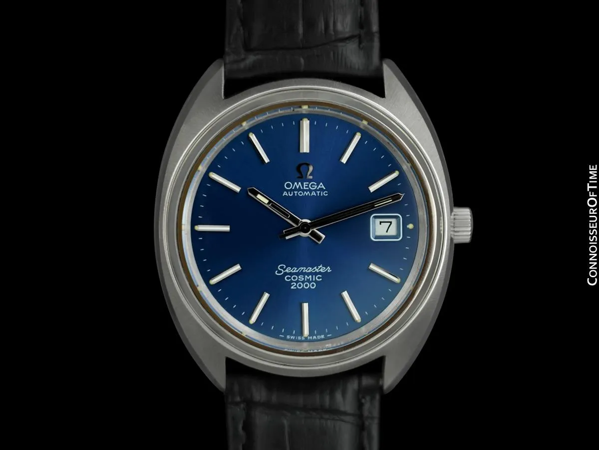 1970's Omega Seamaster Cosmic 2000 Vintage Large Retro Mens Dive Watch, Date - Stainless Steel