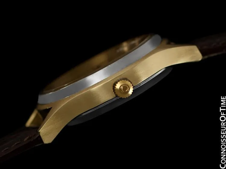 1970's Omega Seamaster Cosmic 2000 Vintage Mens Dive Watch, Day Date - 18K Gold Plated & Stainless Steel