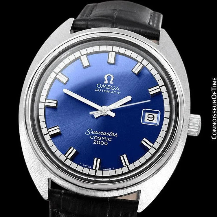 1970's Omega Seamaster Cosmic 2000 Vintage Retro Mens Dive Watch, Date - Stainless Steel