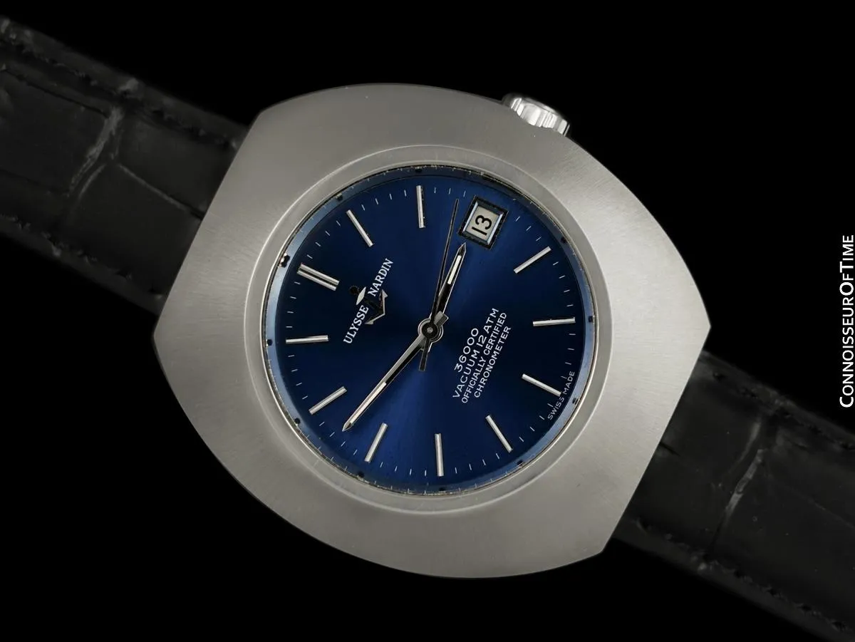 1970's Ulysse Nardin Vintage Mens Large 36,000 BPH Watch, Stainless Steel - Officially Certified Chronometer