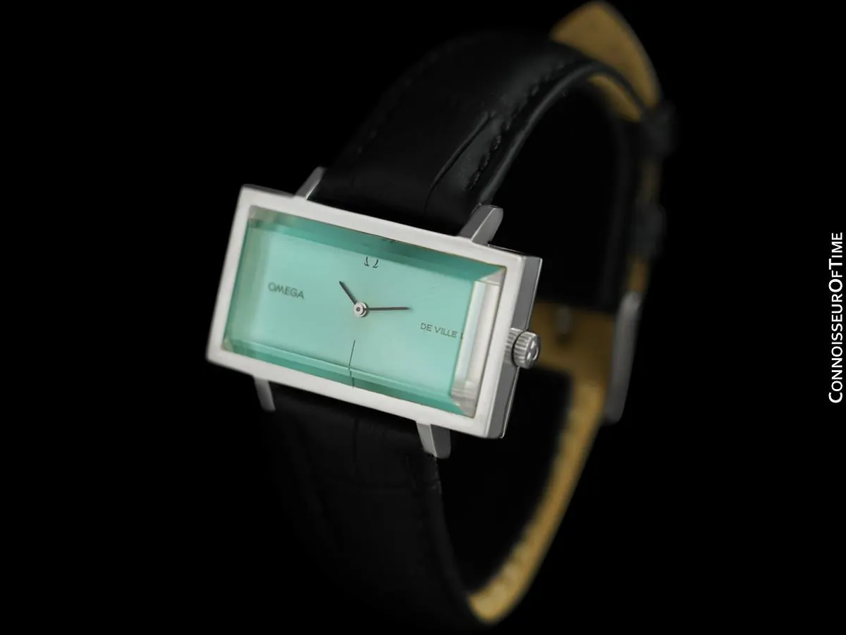 1971 Omega De Ville Mens "Emerald" Modern Watch By Andrew Grima with Tiffany Blue Dial - Stainless Steel