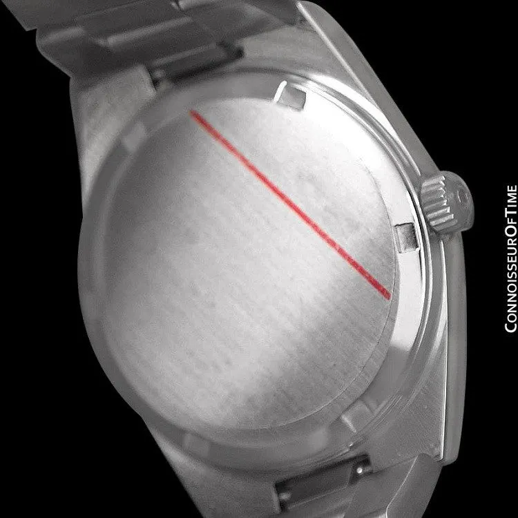 1972 Omega Geneve Vintage Mens Watch, Quick-Setting Date, Red Wine Dial - Stainless Steel