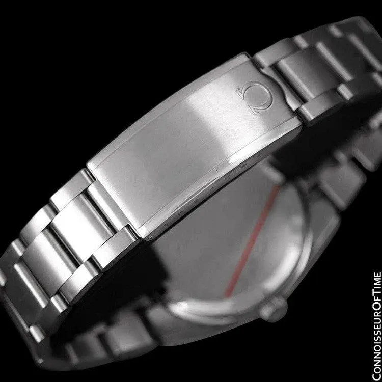 1972 Omega Geneve Vintage Mens Watch, Quick-Setting Date, Red Wine Dial - Stainless Steel