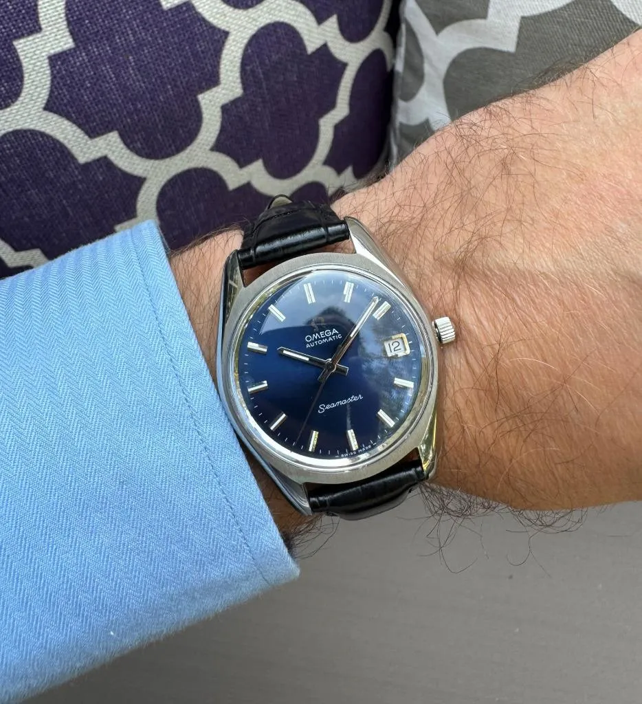1972 Omega Seamaster Mens Vintage Full Size Royal Blue Dial Watch - Stainless Steel
