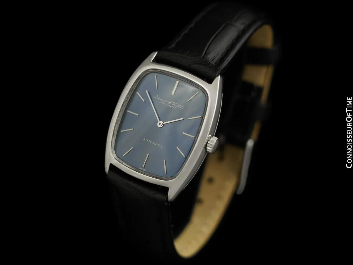 1973 IWC Vintage Mens Tonneau Automatic Pellaton Engine Watch - Stainless Steel