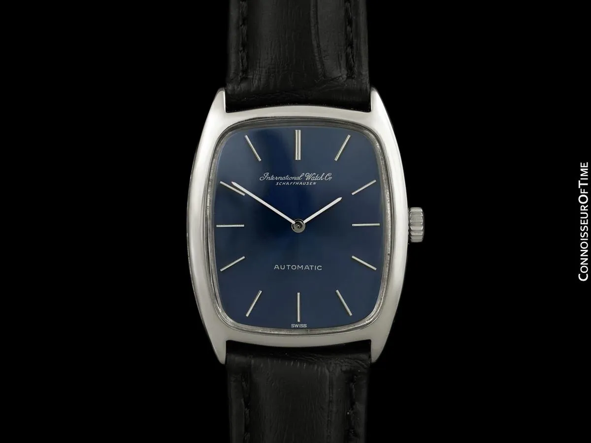 1973 IWC Vintage Mens Tonneau Automatic Pellaton Engine Watch - Stainless Steel