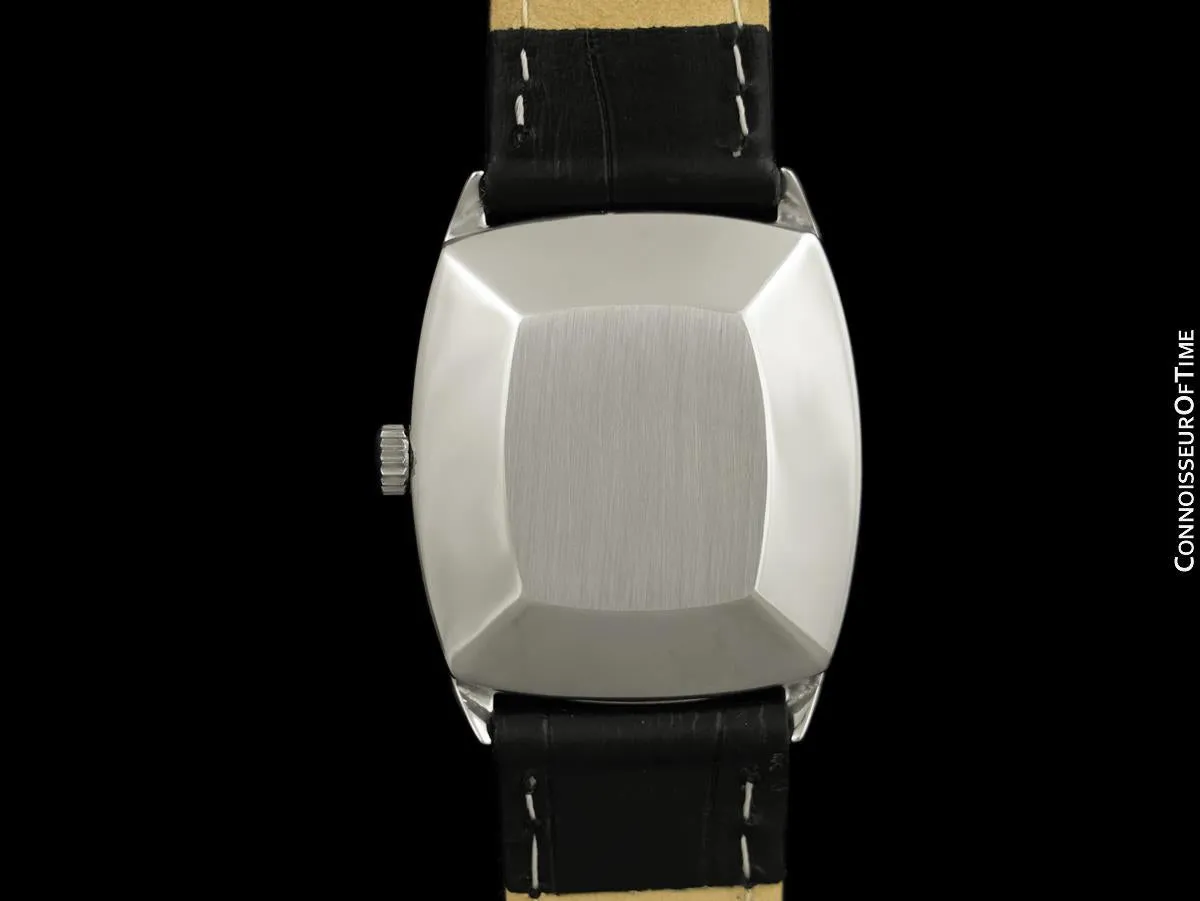 1973 IWC Vintage Mens Tonneau Automatic Pellaton Engine Watch - Stainless Steel
