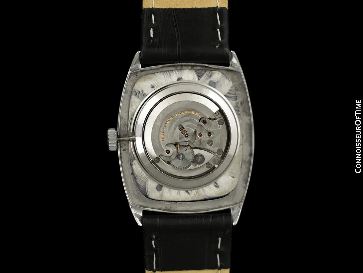 1973 IWC Vintage Mens Tonneau Automatic Pellaton Engine Watch - Stainless Steel
