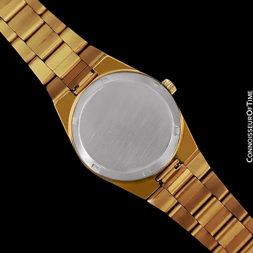 1973 Omega Geneve Classic Vintage Mens Watch, Automatic, Quick-Setting Day Date - 18K Gold Plated & Stainless Steel