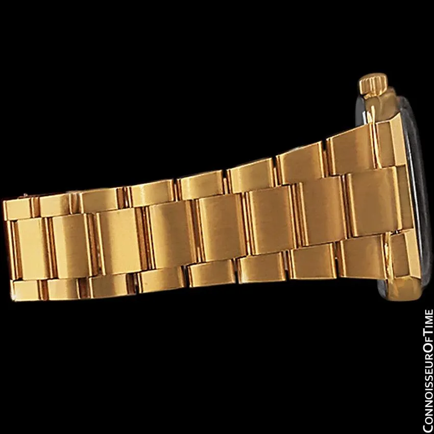 1973 Omega Geneve Classic Vintage Mens Watch, Automatic, Quick-Setting Day Date - 18K Gold Plated & Stainless Steel