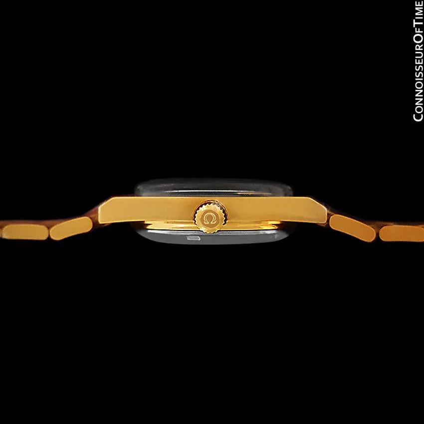 1973 Omega Geneve Classic Vintage Mens Watch, Automatic, Quick-Setting Day Date - 18K Gold Plated & Stainless Steel
