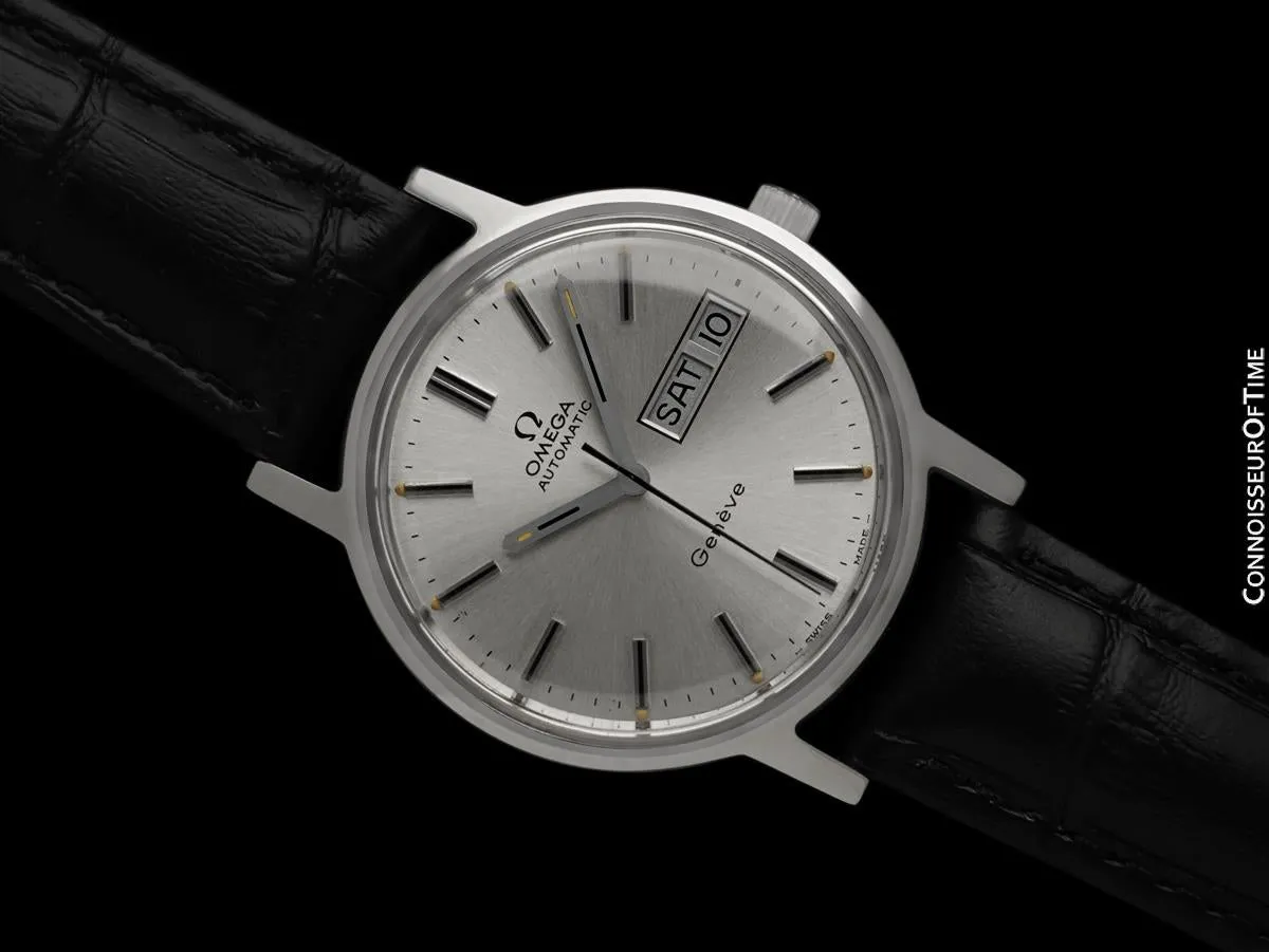 1973 Omega Geneve Vintage Automatic Day Date Mens Watch - Stainless Steel