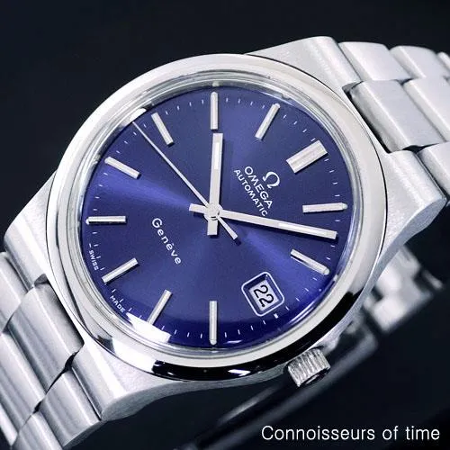 1973 Omega Geneve Vintage Mens Automatic Bracelet Watch, Quick-Setting Date - Stainless Steel