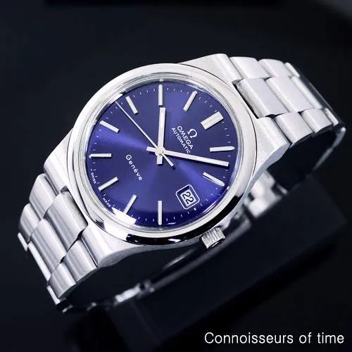 1973 Omega Geneve Vintage Mens Automatic Bracelet Watch, Quick-Setting Date - Stainless Steel