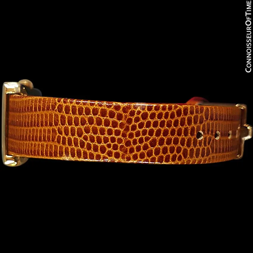 1975 Omega De Ville Vintage Mens Midsize Dress Watch With Checkerboard Dial - 18K Gold Plated