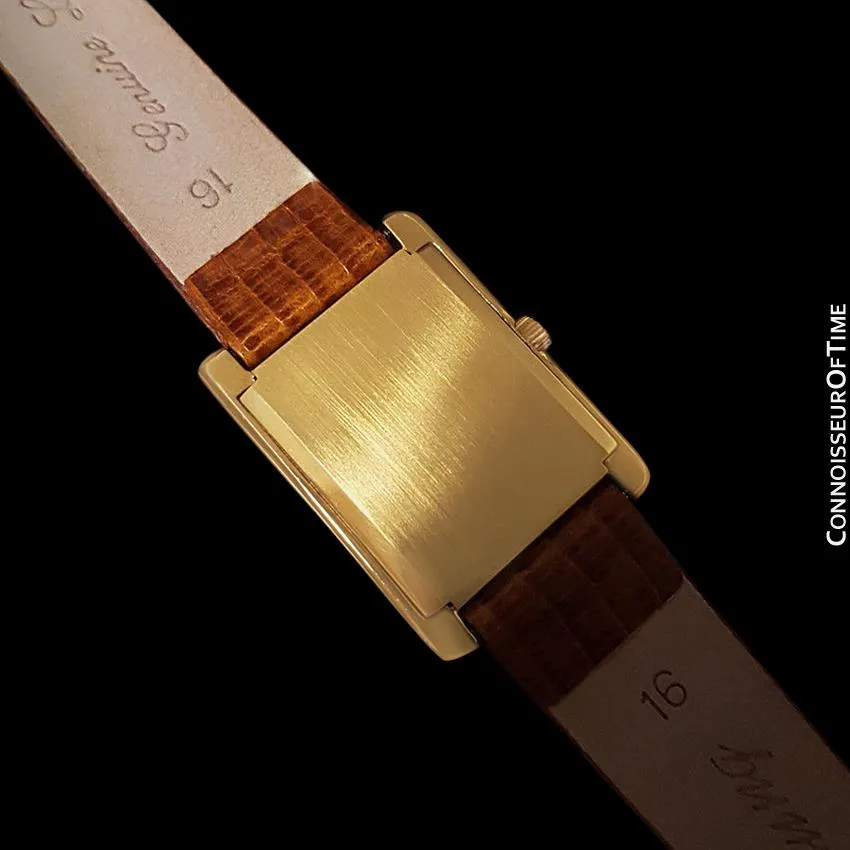 1975 Omega De Ville Vintage Mens Midsize Dress Watch With Checkerboard Dial - 18K Gold Plated