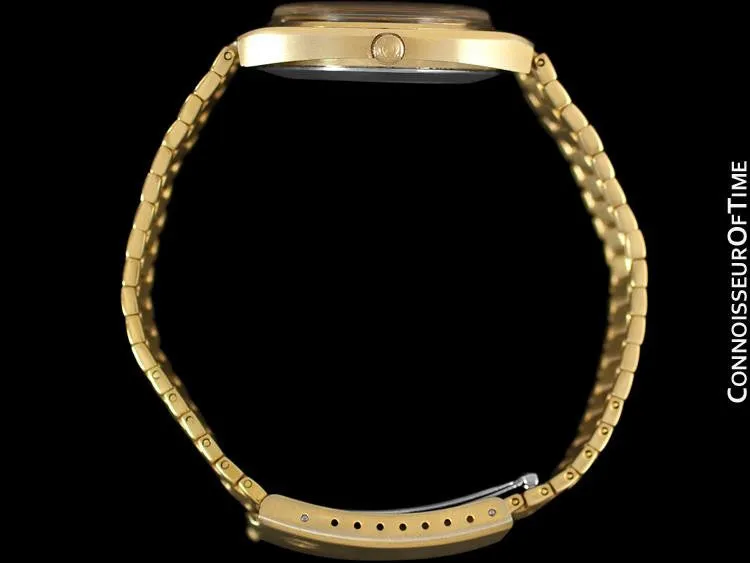 1978 Omega Seamaster Vintage Mens Bracelet Watch, Automatic, Day Date - 18K Gold Plated & Stainless Steel