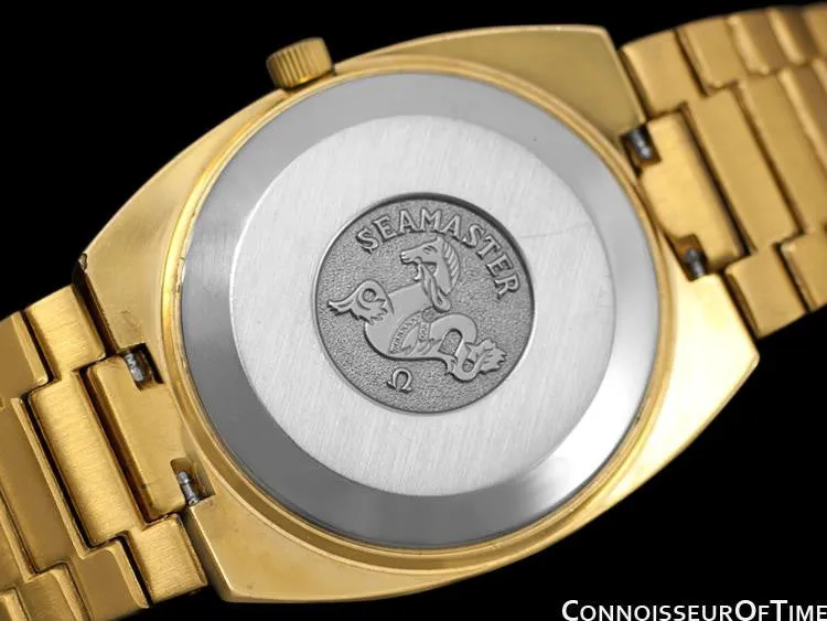 1978 Omega Seamaster Vintage Mens Bracelet Watch, Automatic, Day Date - 18K Gold Plated & Stainless Steel