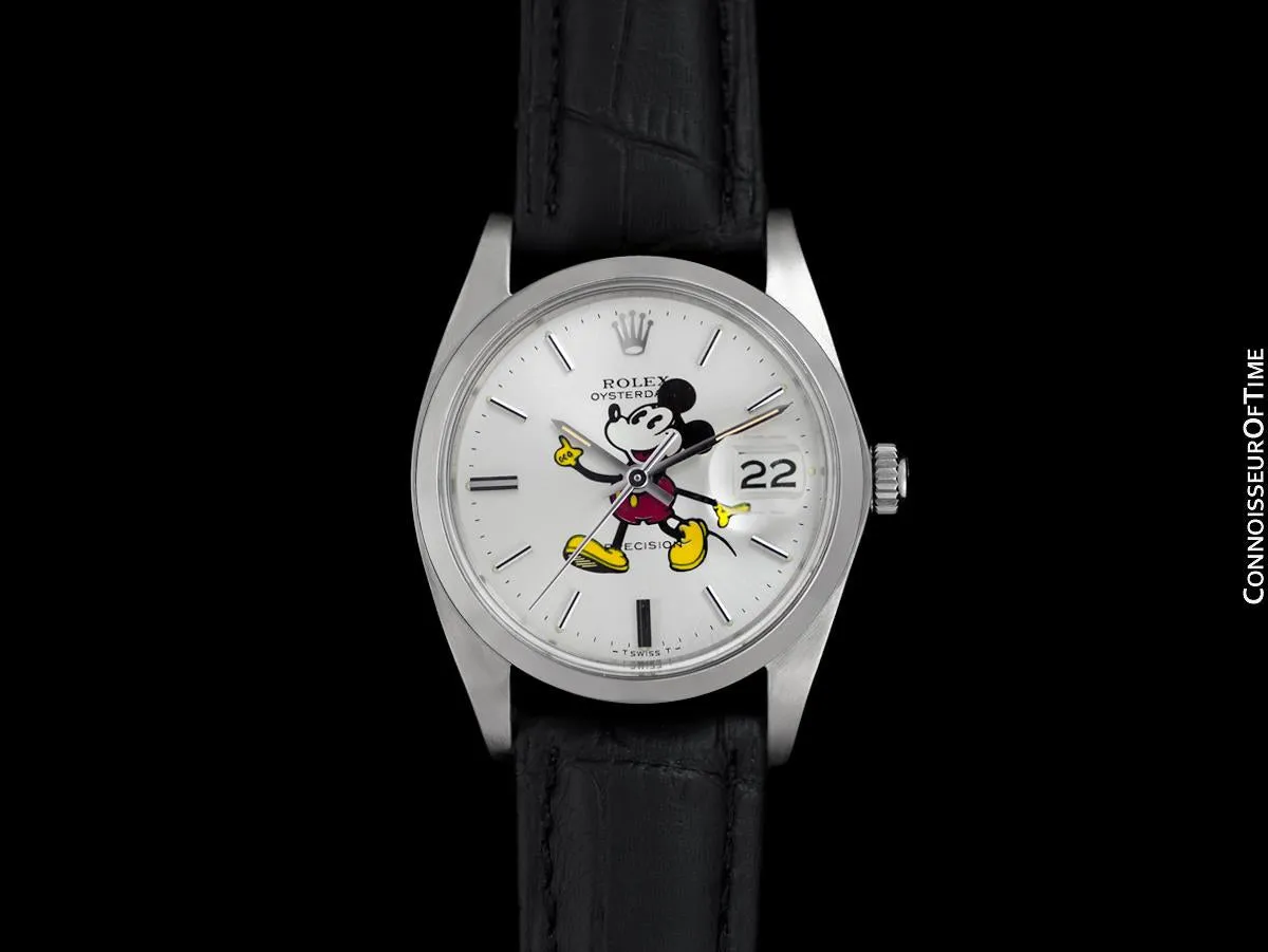 1978 Rolex Oysterdate Vintage Mens Mickey Mouse Dial Watch with Date - Stainless Steel
