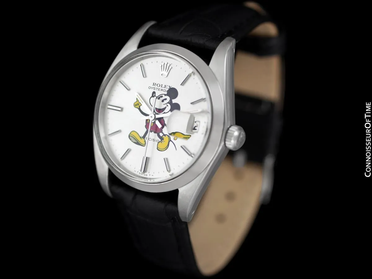 1978 Rolex Oysterdate Vintage Mens Mickey Mouse Dial Watch with Date - Stainless Steel