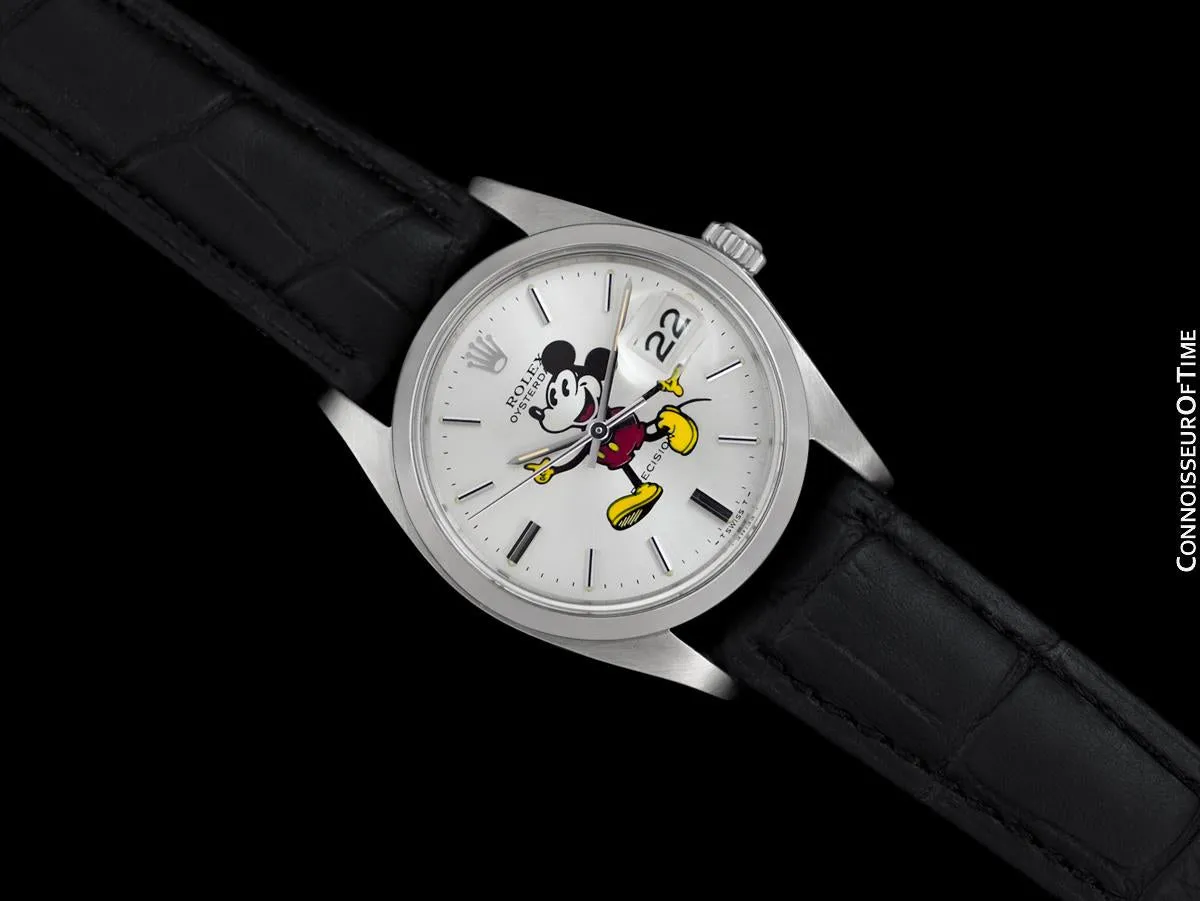 1978 Rolex Oysterdate Vintage Mens Mickey Mouse Dial Watch with Date - Stainless Steel