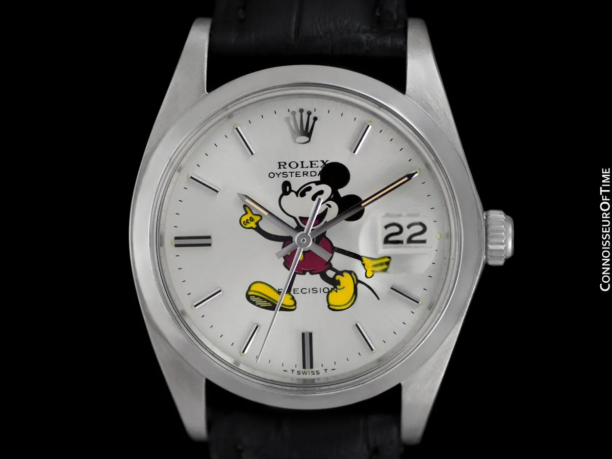 1978 Rolex Oysterdate Vintage Mens Mickey Mouse Dial Watch with Date - Stainless Steel