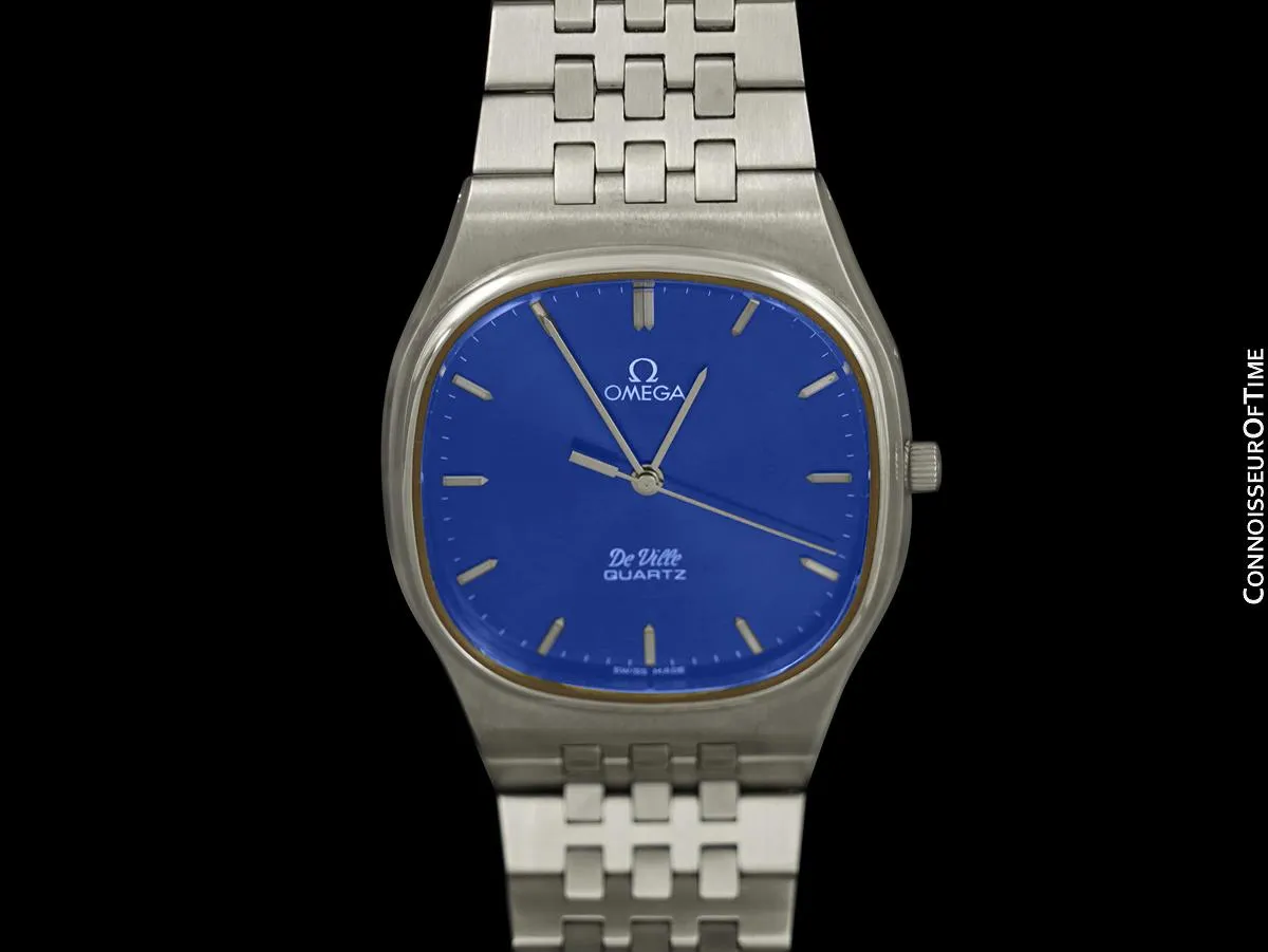 1981 Omega De Ville Classic Retro Mens Accuset Watch, Quick-Setting Hour - Stainless Steel