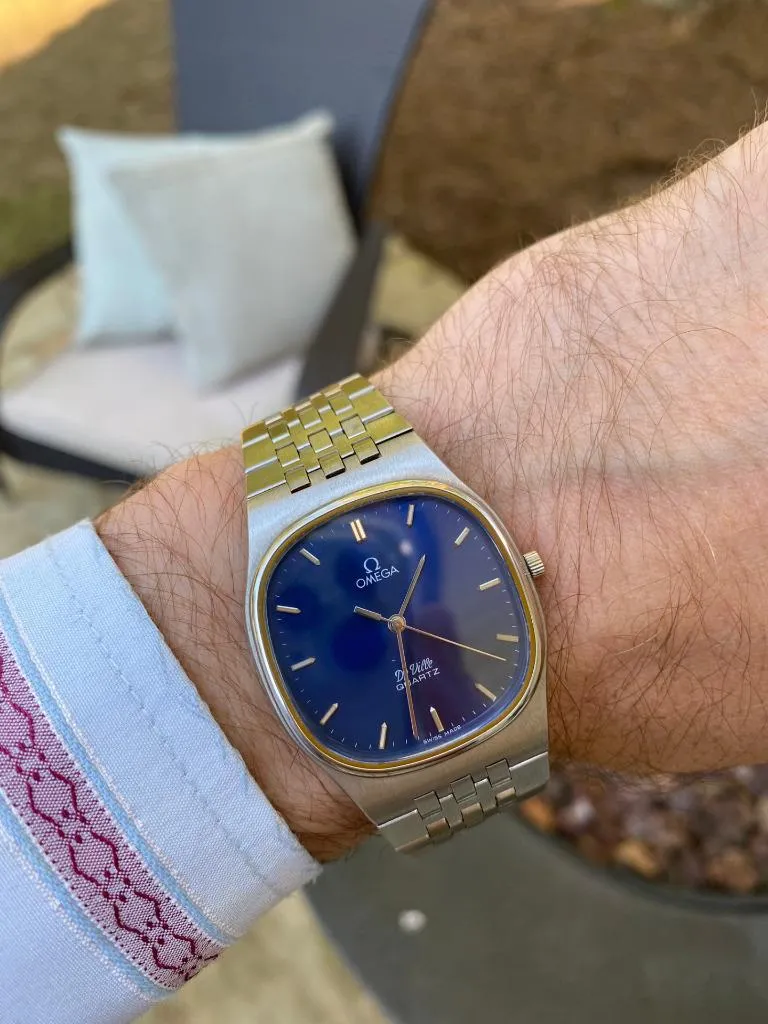 1981 Omega De Ville Classic Retro Mens Accuset Watch, Quick-Setting Hour - Stainless Steel