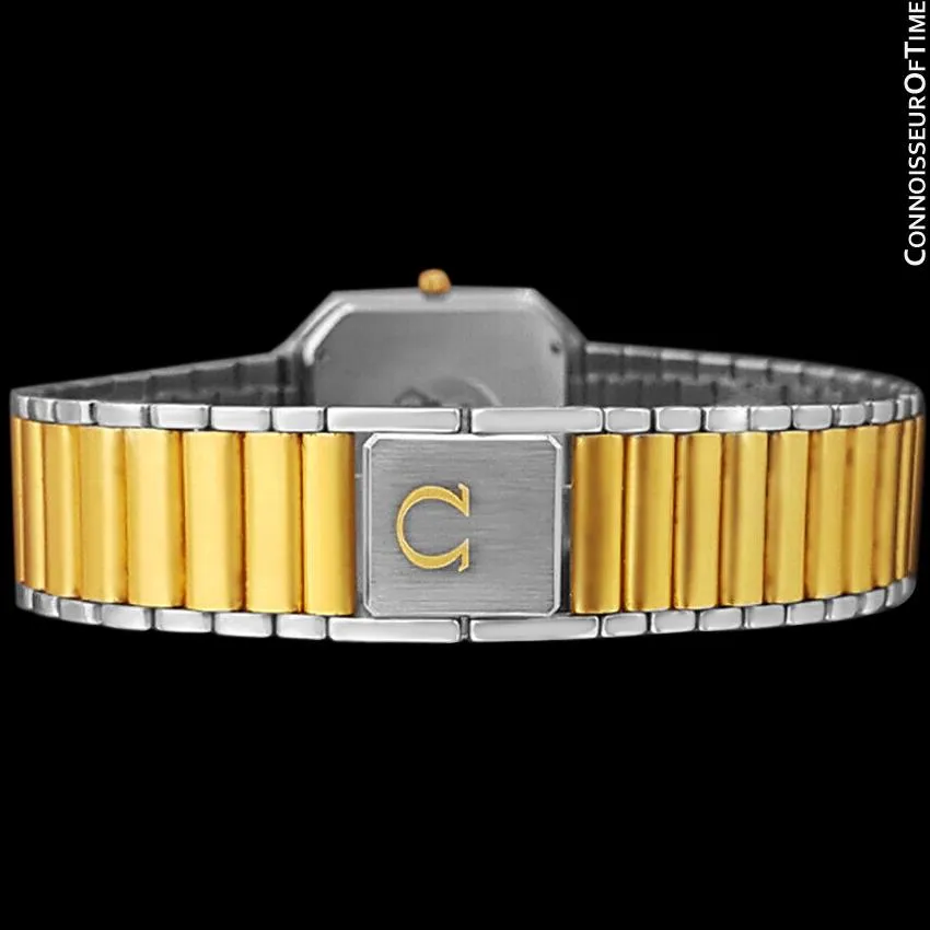 1982 Omega De Ville "America" Classic Vintage Mens Watch, Date - 18K Gold Plated & Stainless Steel