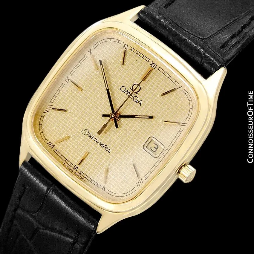 1985 Omega Seamaster Brest Vintage Mens Retro Quartz Watch - 18K Gold Plated & Stainless Steel