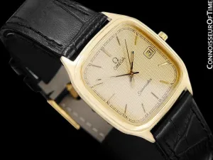 1985 Omega Seamaster Brest Vintage Mens Retro Quartz Watch - 18K Gold Plated & Stainless Steel