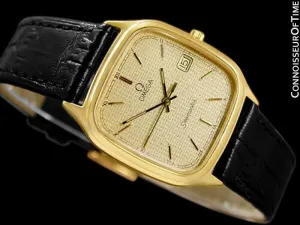 1986 Omega Seamaster Brest Vintage Mens Retro Quartz Watch - 18K Gold Plated & Stainless Steel
