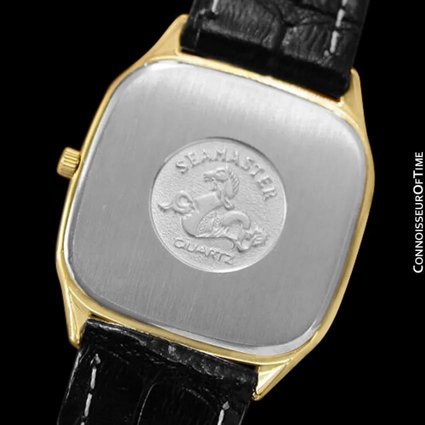 1986 Omega Seamaster Brest Vintage Mens Retro Quartz Watch - 18K Gold Plated & Stainless Steel