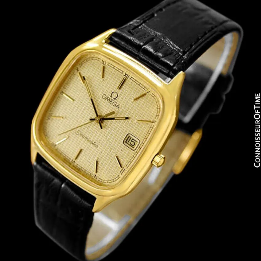 1986 Omega Seamaster Brest Vintage Mens Retro Quartz Watch - 18K Gold Plated & Stainless Steel