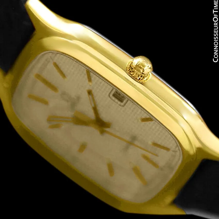 1986 Omega Seamaster Brest Vintage Mens Retro Quartz Watch - 18K Gold Plated & Stainless Steel