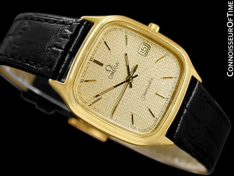 1986 Omega Seamaster Brest Vintage Mens Retro Quartz Watch - 18K Gold Plated & Stainless Steel