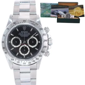 1998 Rolex 16520 Zenith Daytona Tritium Black Dial 40mm Chrono Watch Box