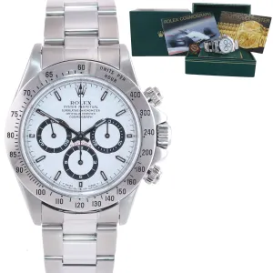 1998 Rolex 16520 Zenith Daytona Tritium White Dial 40mm Chronograph Watch Box