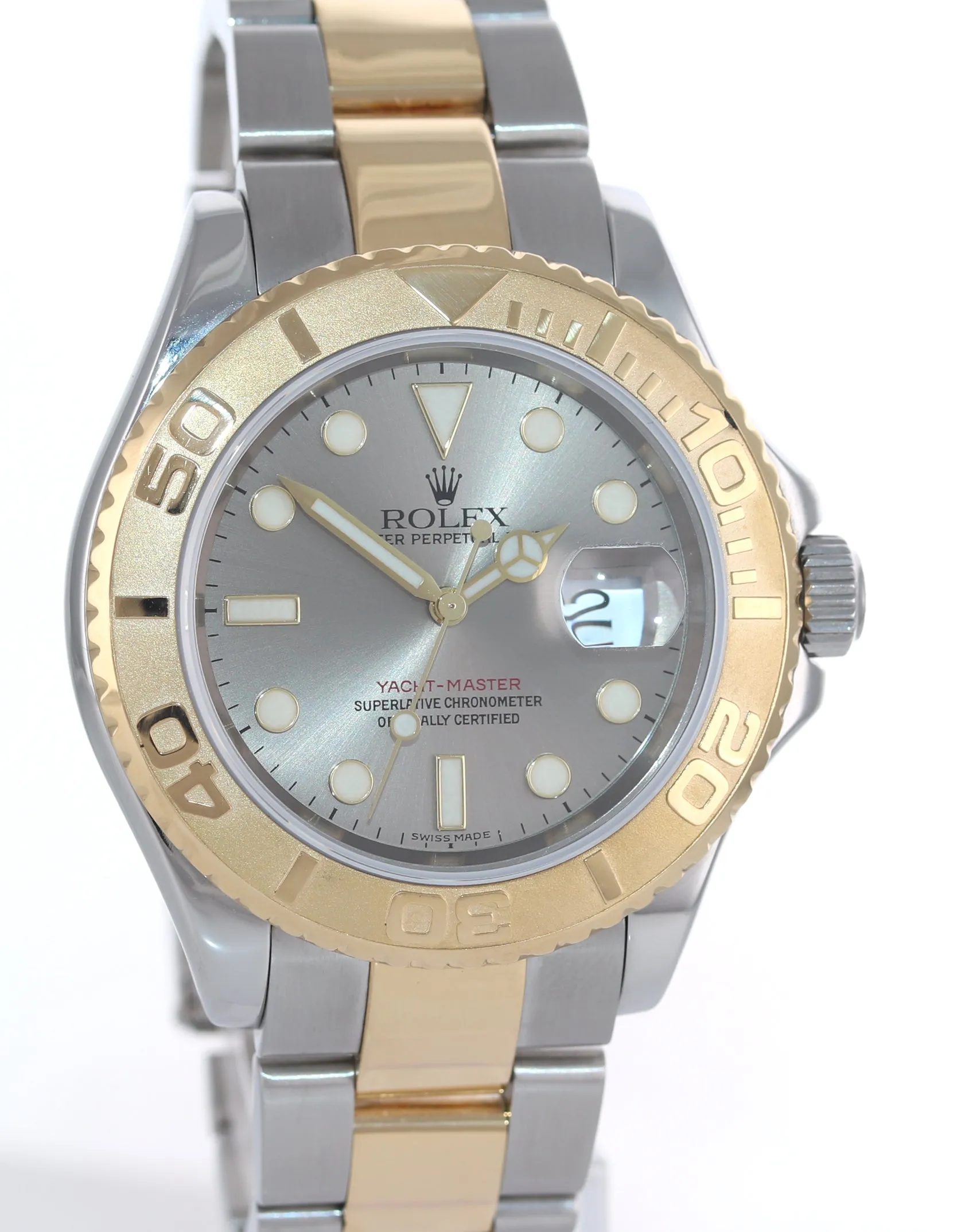 2007 Rolex 16623 Two Tone Yellow Gold Steel Yachtmaster Slate Silver Watch Box