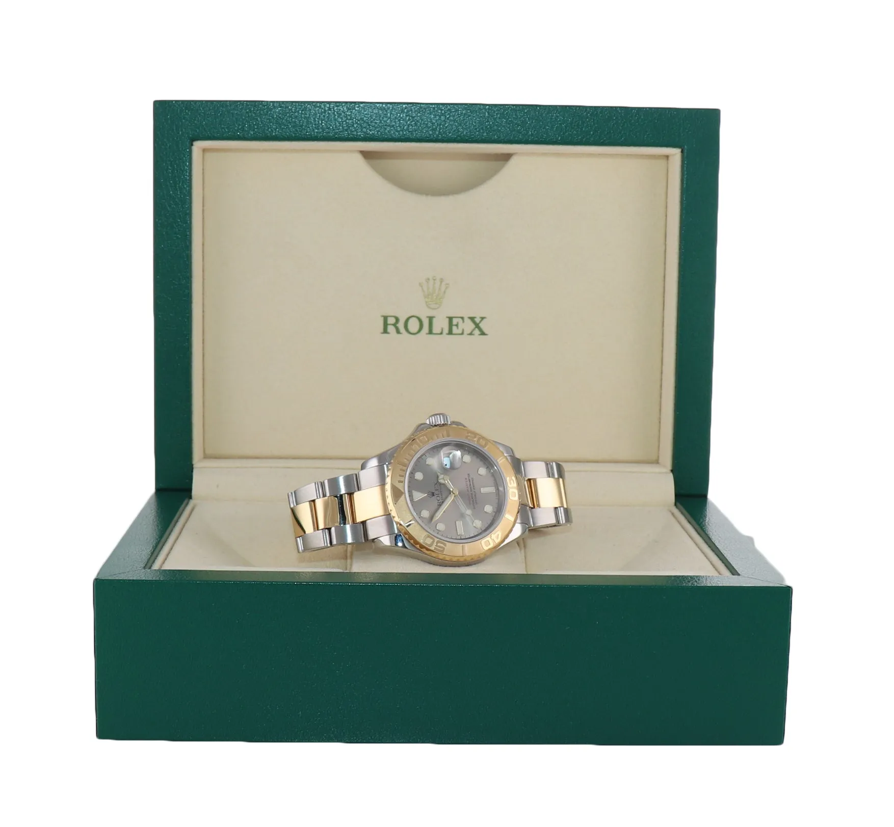 2007 Rolex 16623 Two Tone Yellow Gold Steel Yachtmaster Slate Silver Watch Box