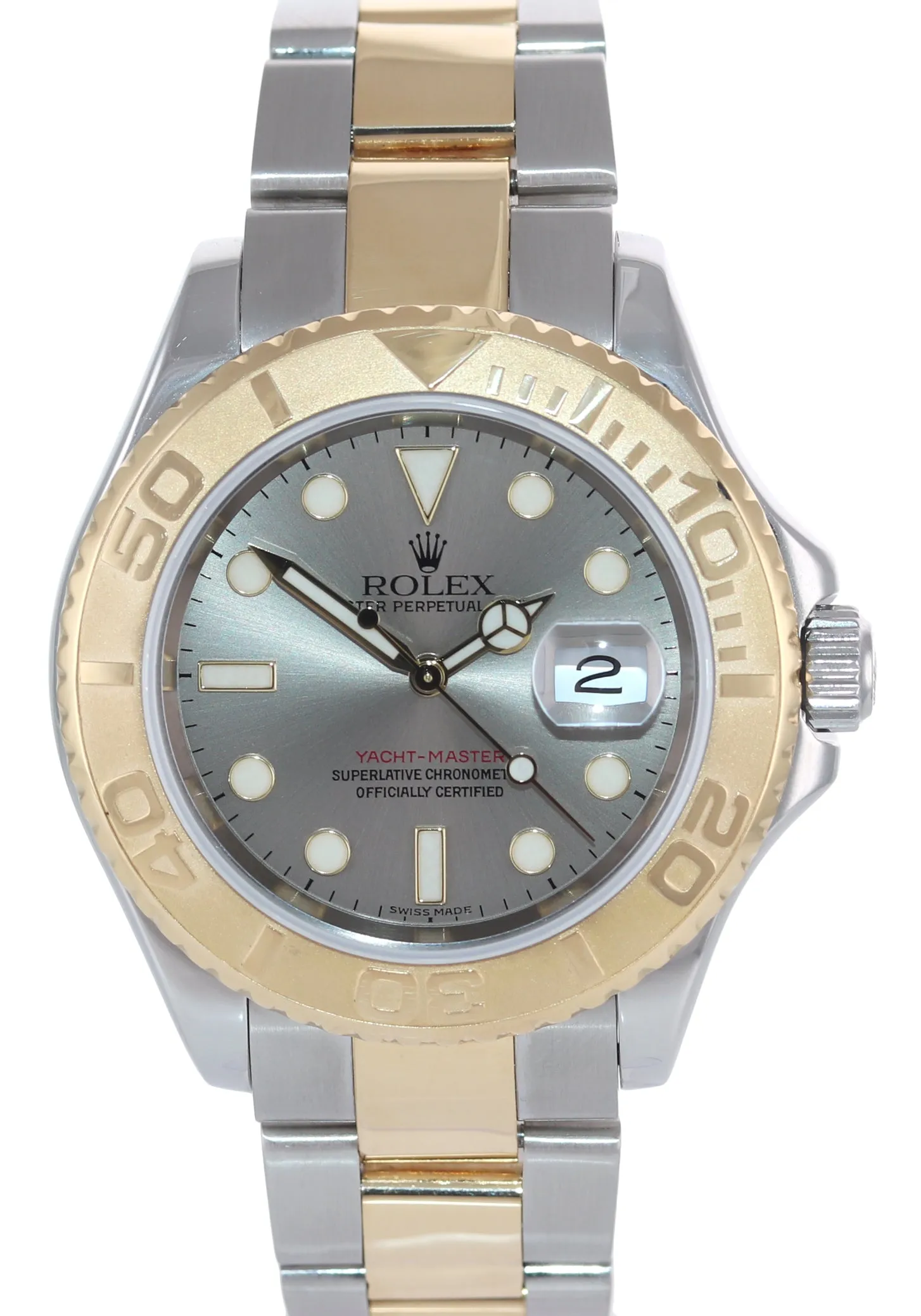 2007 Rolex 16623 Two Tone Yellow Gold Steel Yachtmaster Slate Silver Watch Box